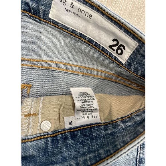 Rag & Bone JEAN Cate Mid-Rise Ankle Skinny Distressed Hem Medium Blue 26 NWT - Picture 6 of 13
